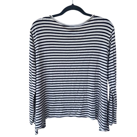 Cabi 561 Navy White Striped Sharkbite Asymmetrical Long Sleeve Top M Nautical - Picture 2 of 8